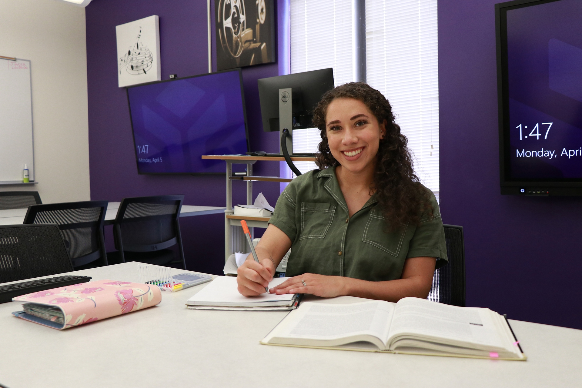 student in classroom