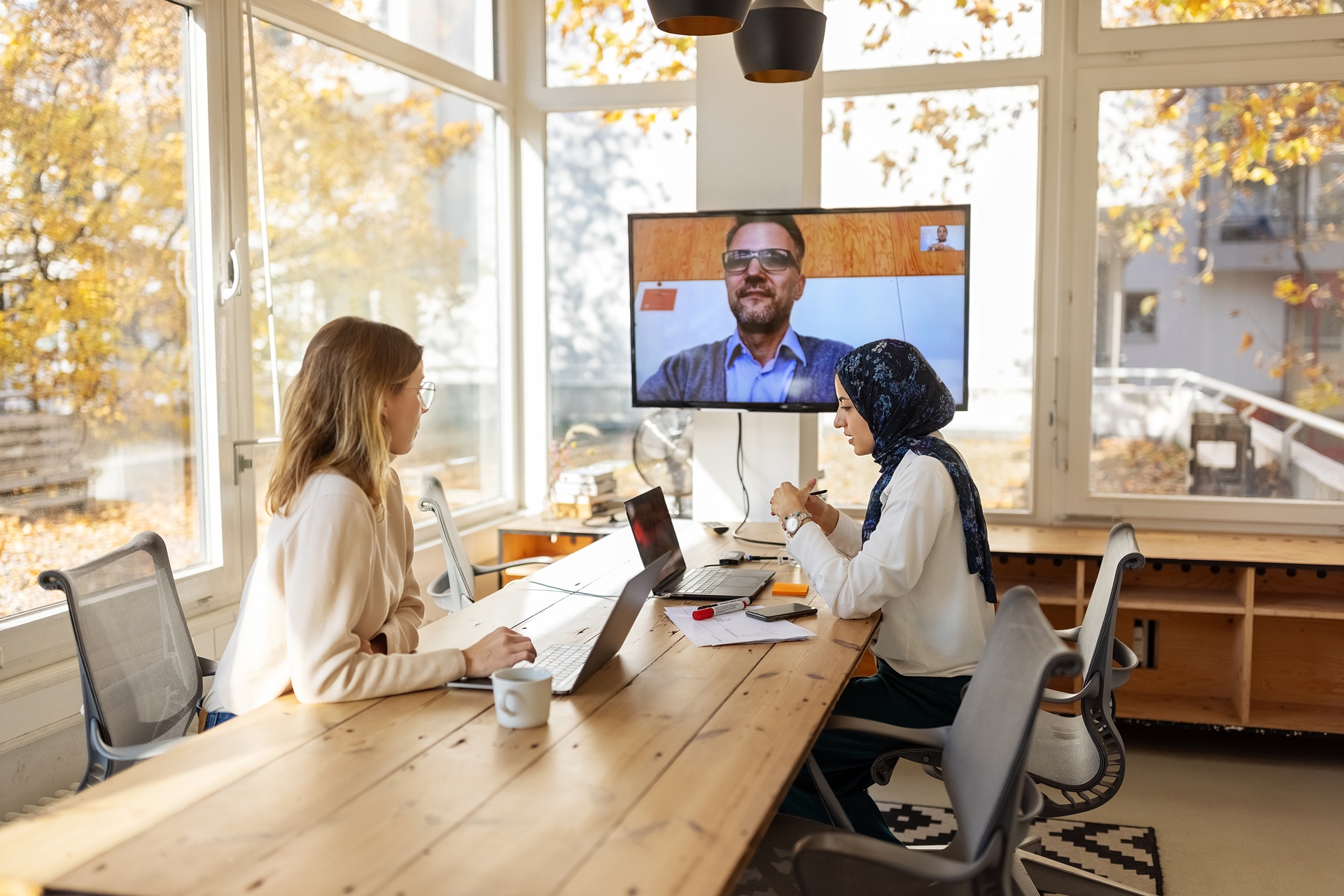 two women in conference call