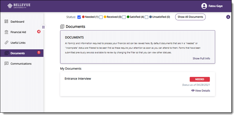 Screenshot, FASP Documents page