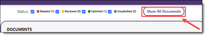 Screenshot, Show Documents button