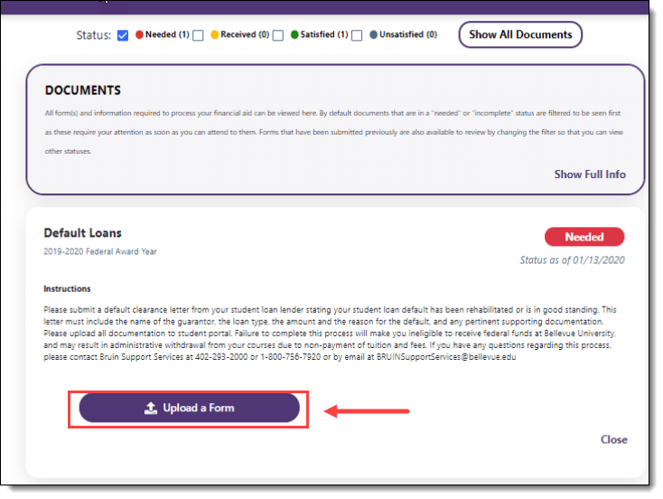 Screenshot, Upload a form page