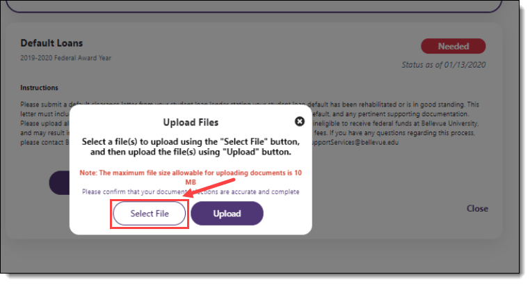 Screenshot, Select File dialogue