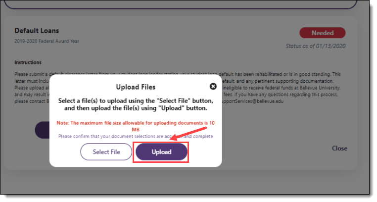 Screenshot, Upload file dialogue