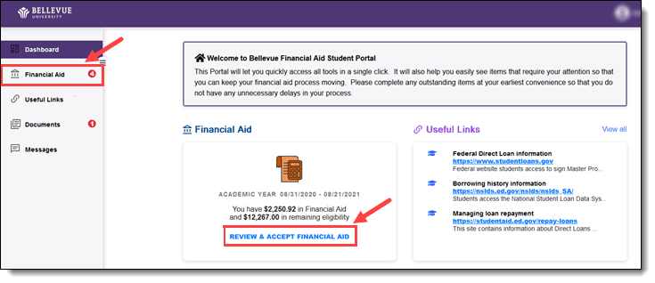 Award Accept/Decline Screen