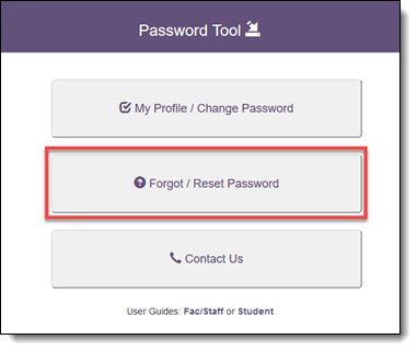 Password Tool Home Page Buttons