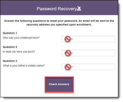 Password Recovery Security Question Prompt