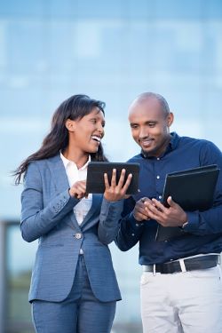Two business people meeting and shaking hands