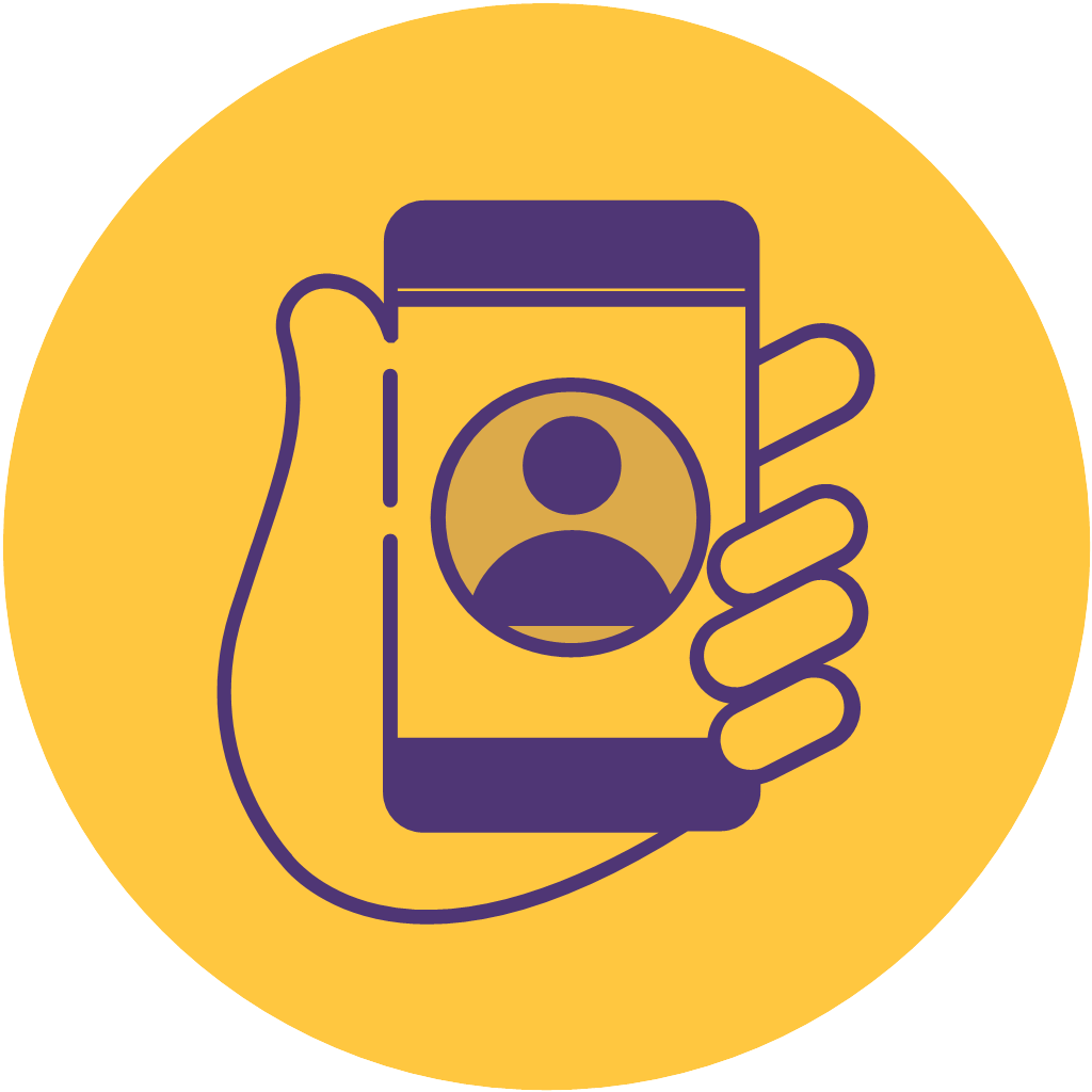 Hand holding phone icon